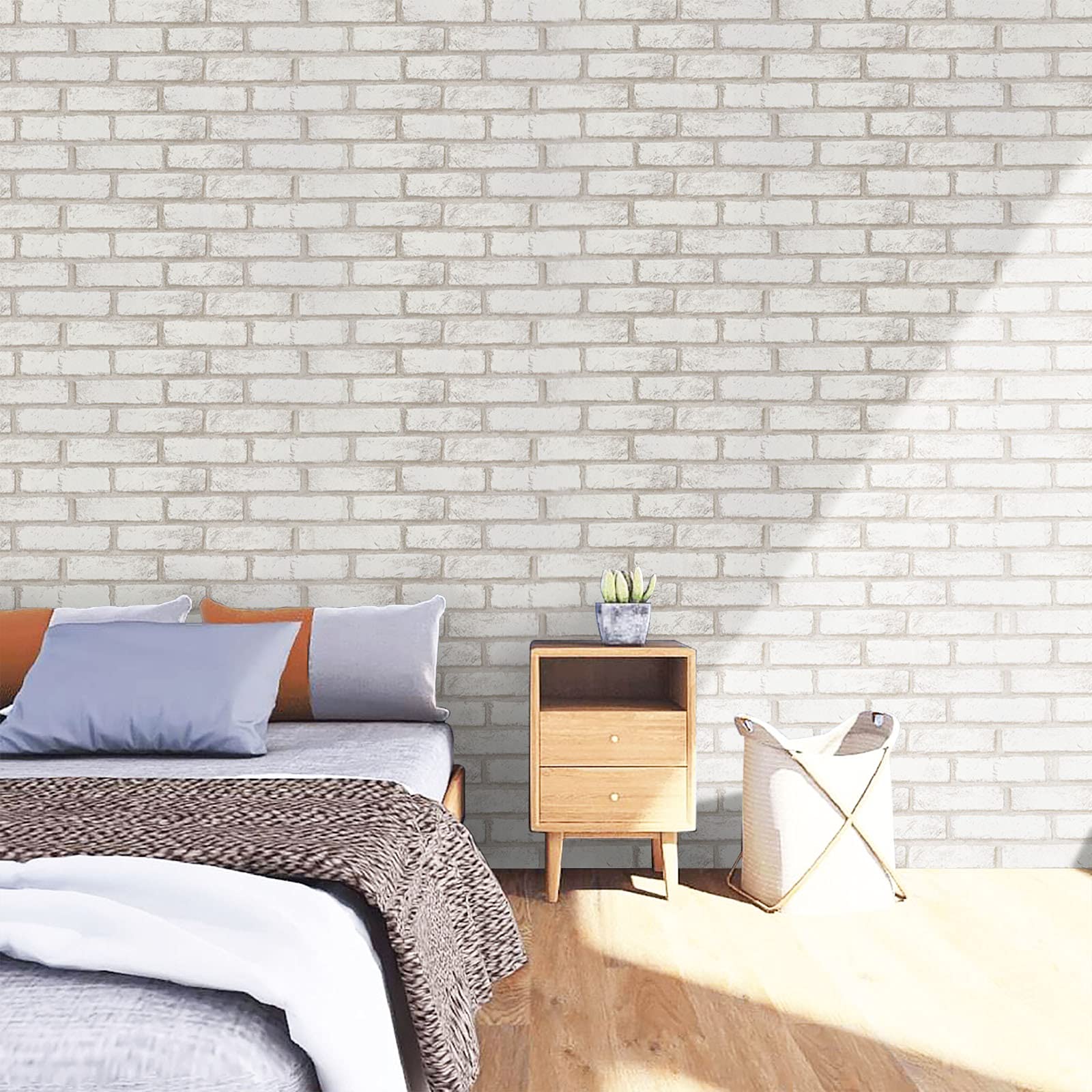 Timeet Upgrade White Brick Wallpaper Peel and Stick Wa...B092451KDB