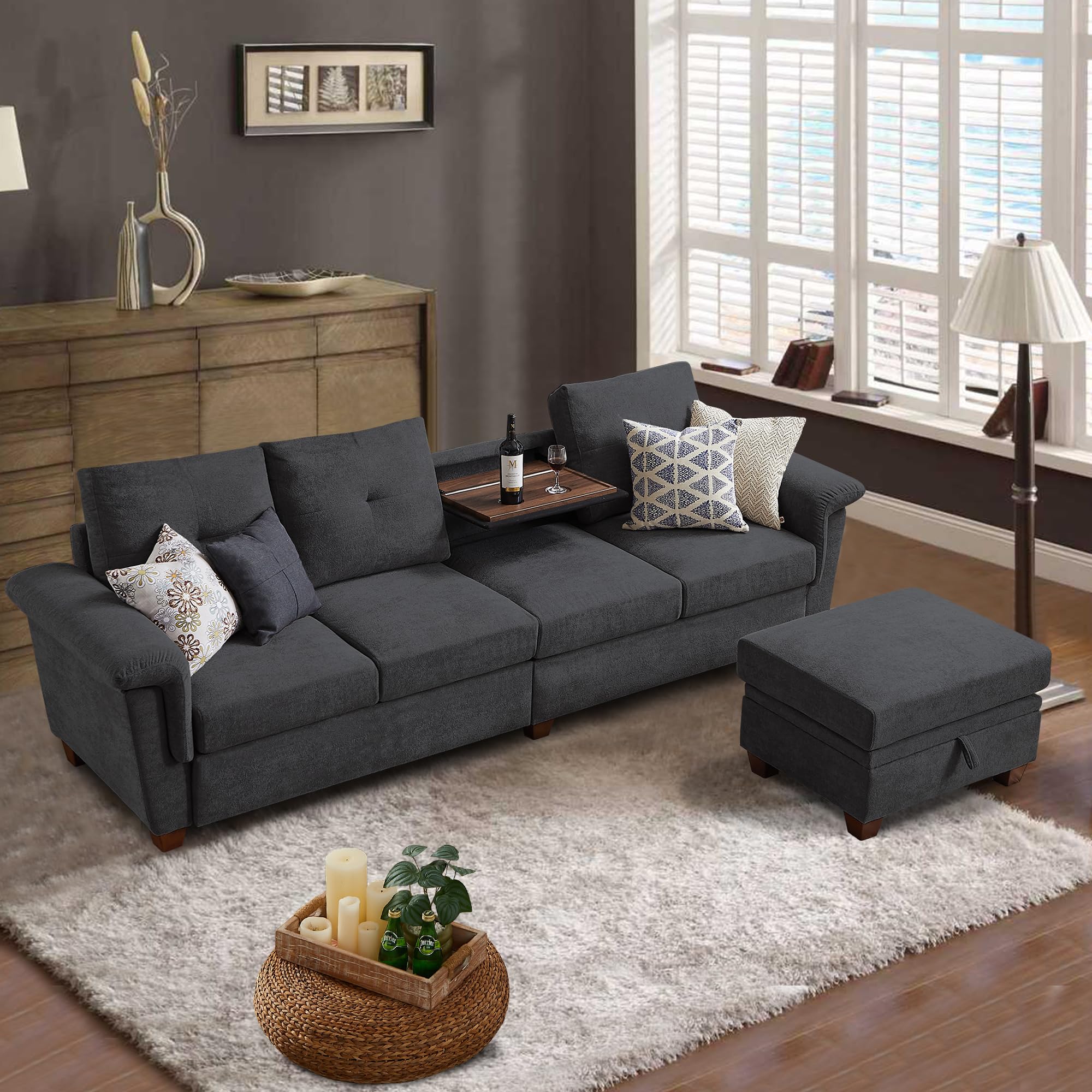 Amazon.com: Soscana Convertible Sectional Sofa, 4 Seat L Shaped