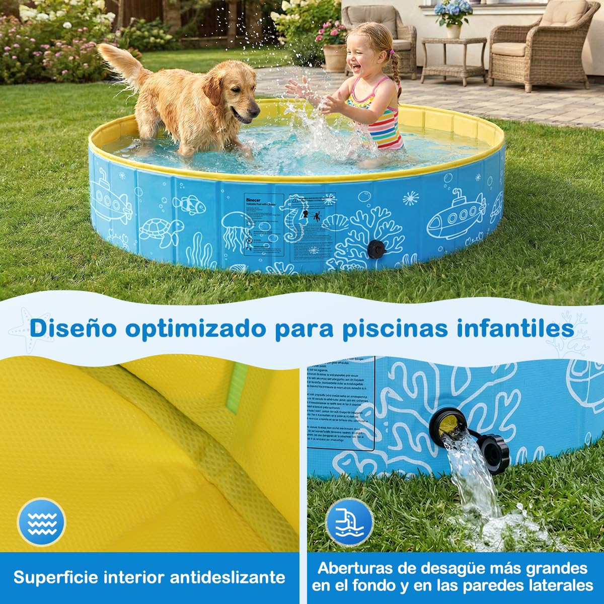 Piscina Plegable para niños con toldo y mosquitera, de Montaje rápido – 3-en-1 Piscina portátil para bebés con ventilación, Incl. Bolsa de Transporte para Playa, jardín, Camping y Viajes
