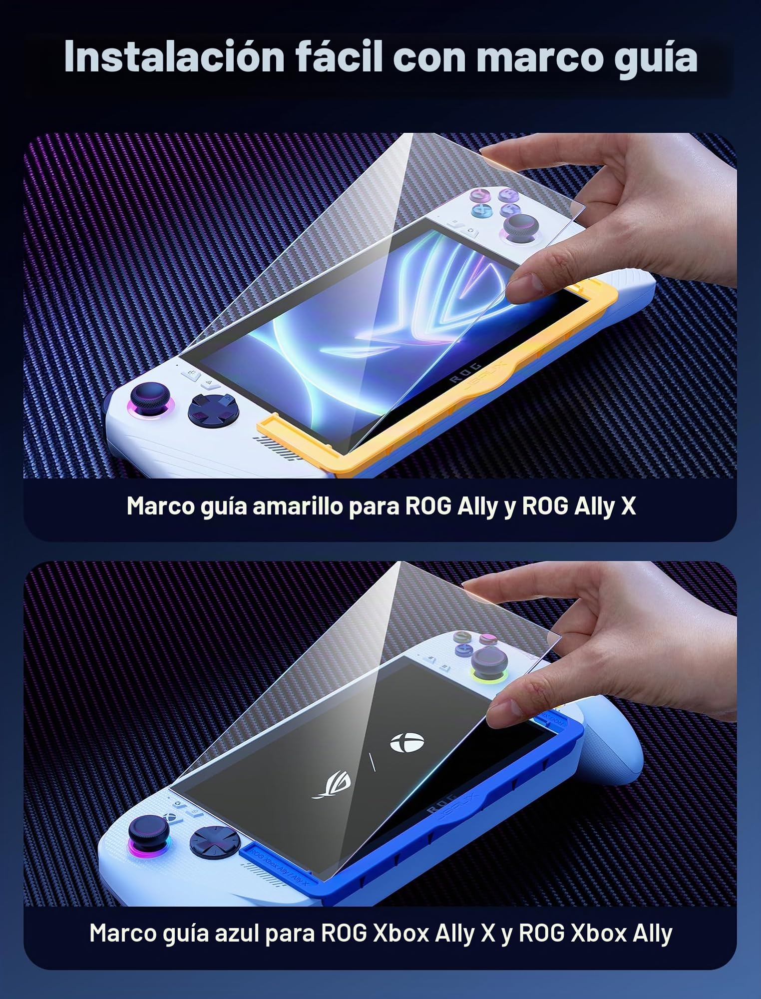 JSAUX Protector de Pantalla para ROG Xbox Ally/ROG Xbox Ally X 2025/ROG Ally, Cristal Templado Ultra HD con Marco Guía, Protector de Pantalla de 7 Pulgadas para ROG Ally X 2024 (2 Piezas)