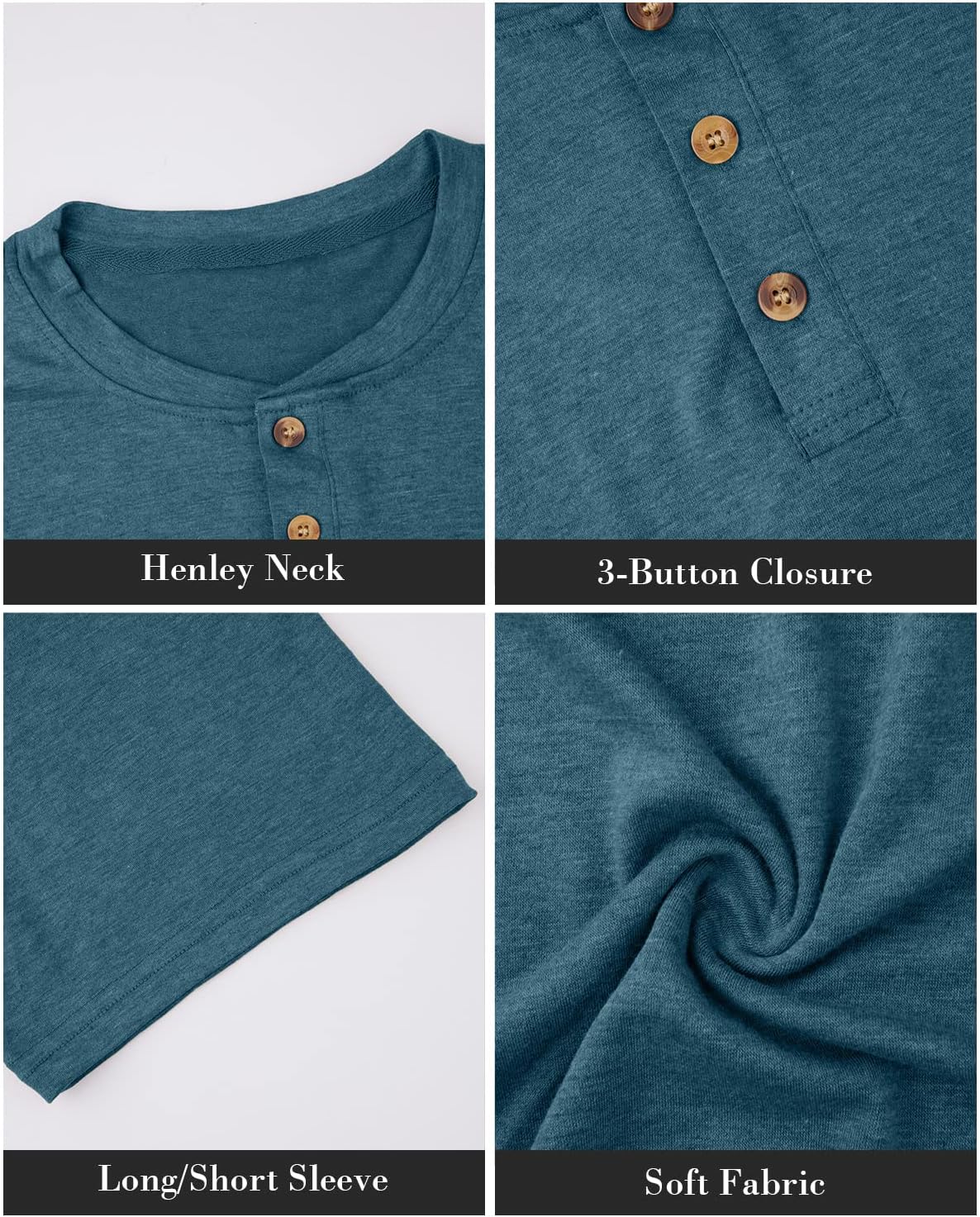 Angbater Men's Henley Shirts Casual Short Sleeve Button Cotton Tee Fashion Classic Tee T-Shirt with Pocket - Image 5