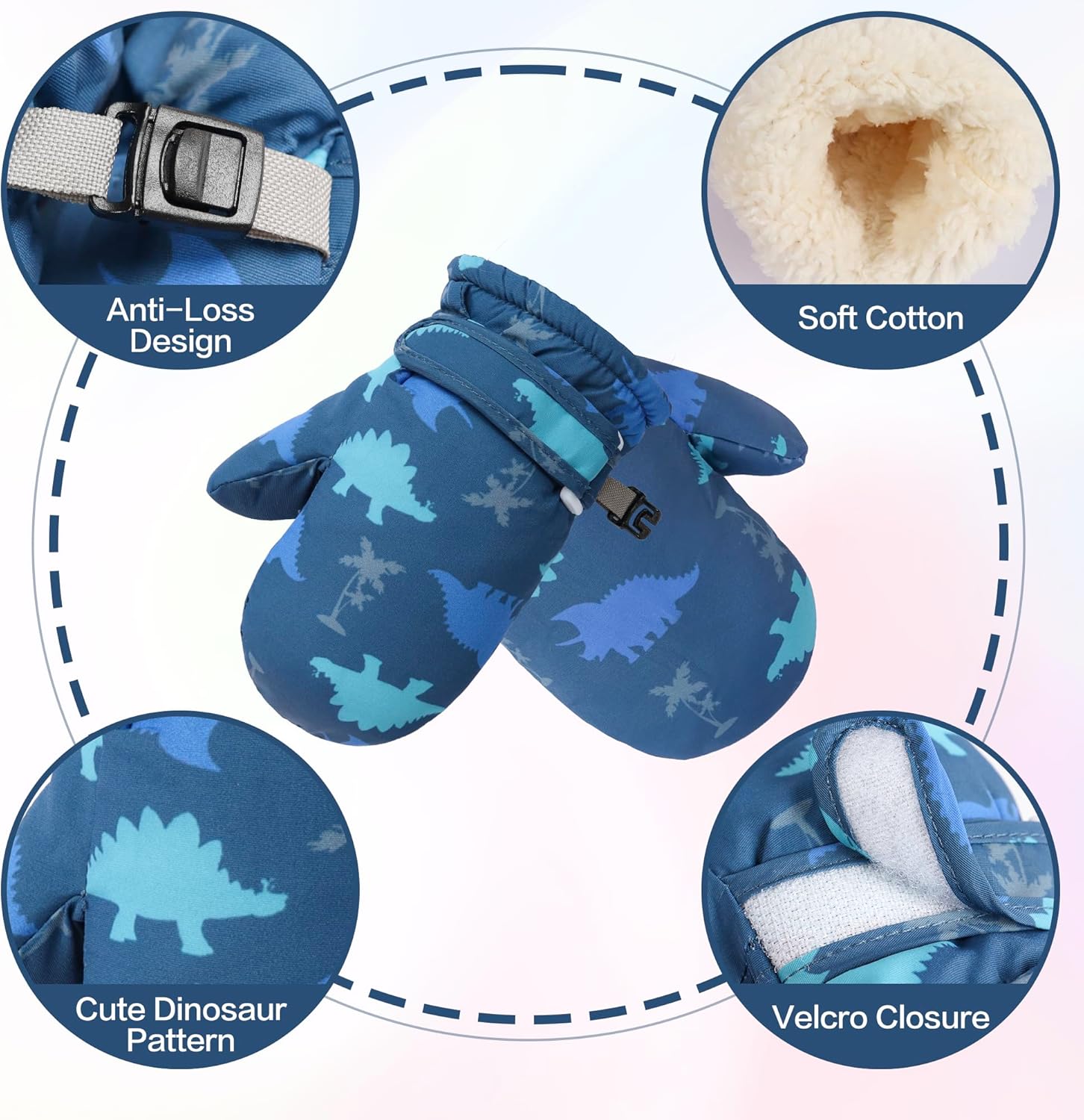 Toddler Mittens Lined Fleece Snow Gloves for Boys Girls Kids Winter Ski Gloves Baby Mittens - Image 2