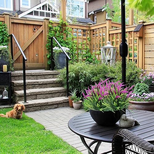 Miniatura 7 de Dycica 8 paquetes de flores artificiales para exteriores, plantas de imitación resistentes a los rayos UV, lavanda, arbustos de plástico para