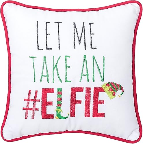 C&F Home Let Me Take an #Elfie - Almohada bordada para regalo de Navidad e invierno, regalo bordado con texto en inglés "Let Me Take an #Elfie" (10