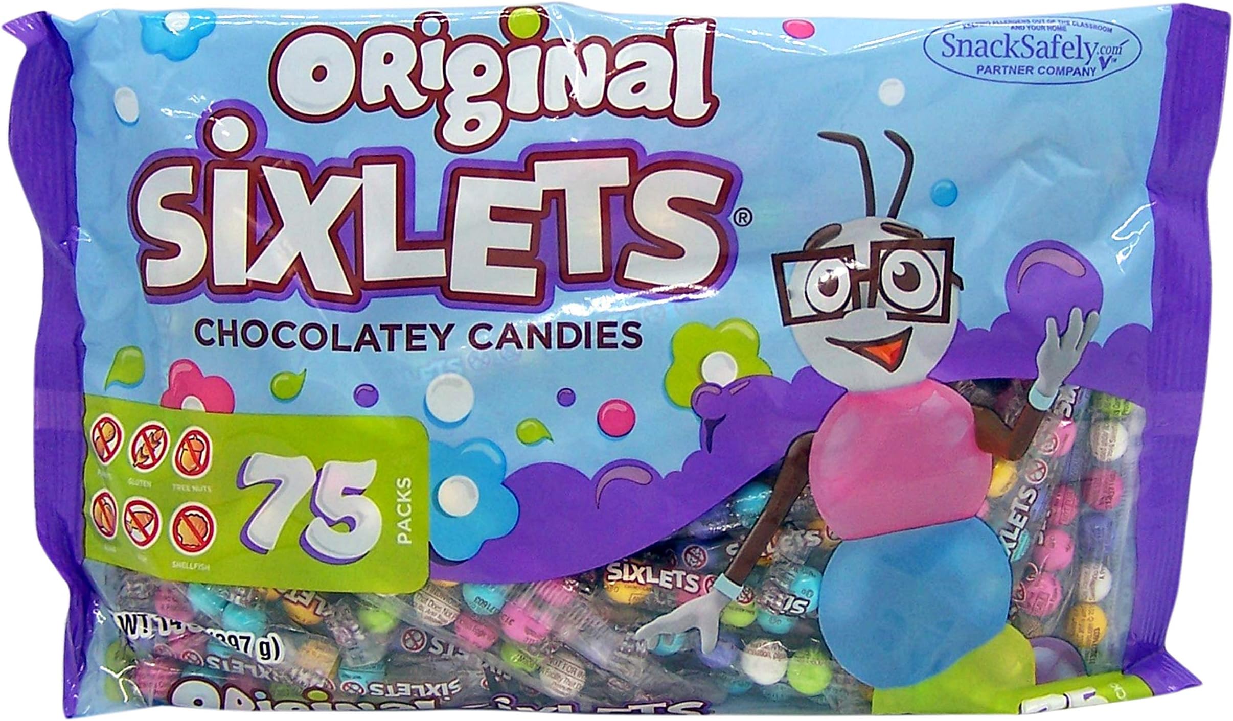 Sixlets Chocolately Chocolate Candy Coated 14 OZ 60 tubes Assortment