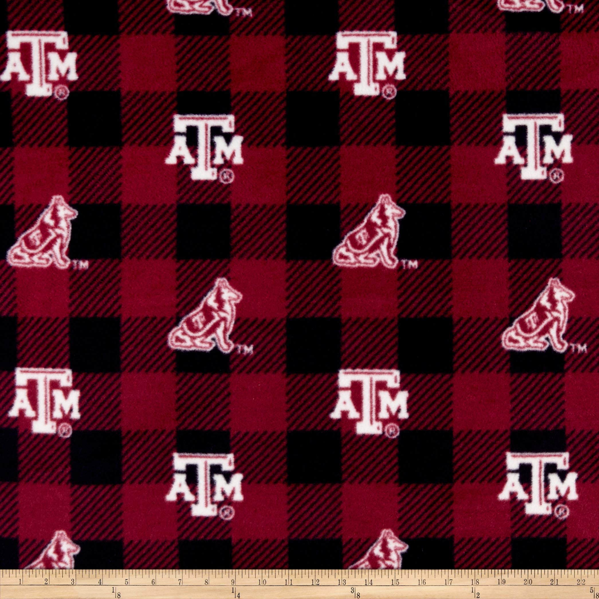 NCAA Texas A&M Aggies 1190 Buffalo Plaid Fleece, Fabric by the Yard