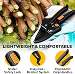 Ratchet Garden Pruner Heavy Duty Increase Cutting Power 3X - Perfect Ratchet Garden Clipper for Weak Hands and Arthritis, 8'' Anvil Secateurs - Extra Sharp
