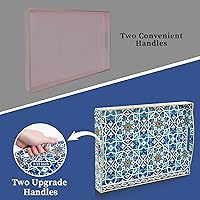 Vista 108 de Gifturbo Bandeja negra para servir, bandejas decorativas de mármol con asas, bandeja de mesa auxiliar, bandejas de plástico rectangulares otomanas