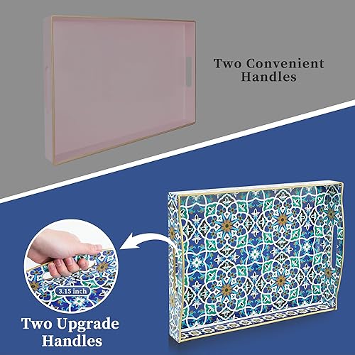 Miniatura 94 de Gifturbo Bandeja de servir de mármol azul, bandejas decorativas con asas, bandeja de mesa auxiliar, bandejas de plástico rectangulares otomanas