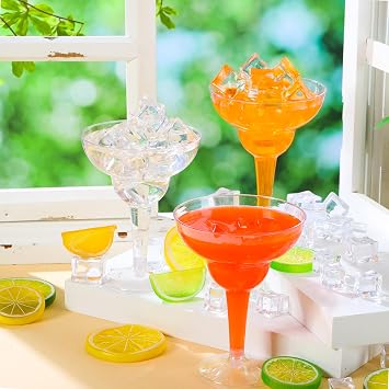 JOYIN 36 pcs Clear Plastic Martinni Glasses, 12 oz Disposable Plastic Margarita Cups, plastic champagne glass, cocktail Cup for Fiesta, Taco Night, and Mexican Themed Party Supplies