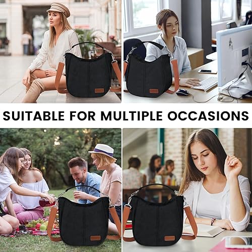 Miniatura 7 de Joymee - Lonchera grande para mujer, con aislamiento y correa ajustable para hombro, bolsa de mano para el trabajo, oficina, pícnic y viajes