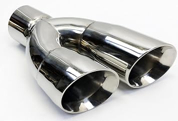Exhaust Tip 2.50" Inlet 3.00" Outlet 9.50" long Dual Double Wall Slant Angle 304 Stainless WDWDS30095-250-SS Wesdon Exhaust Tip