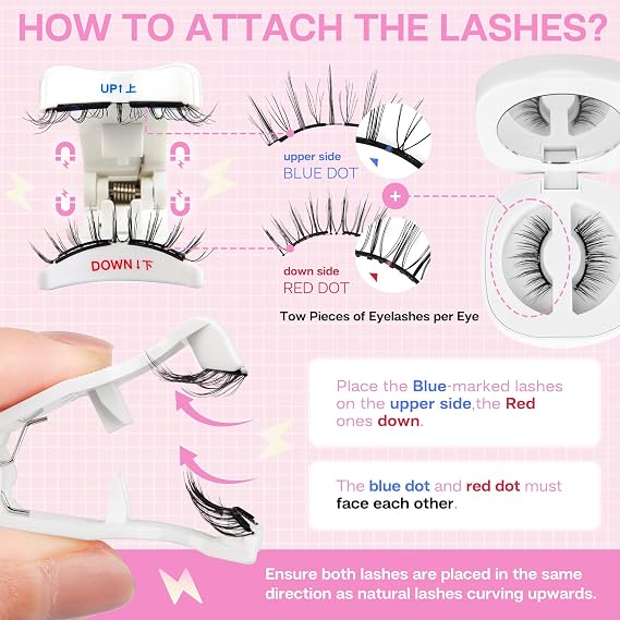 CALAILIS Magnetic Eyelashes with Applicator Upgrade Soft Magnetic Eyelashes Natural Look without Eyeliner No Glue Needed Reusable Waterproof for All Day Comfort (RC001)