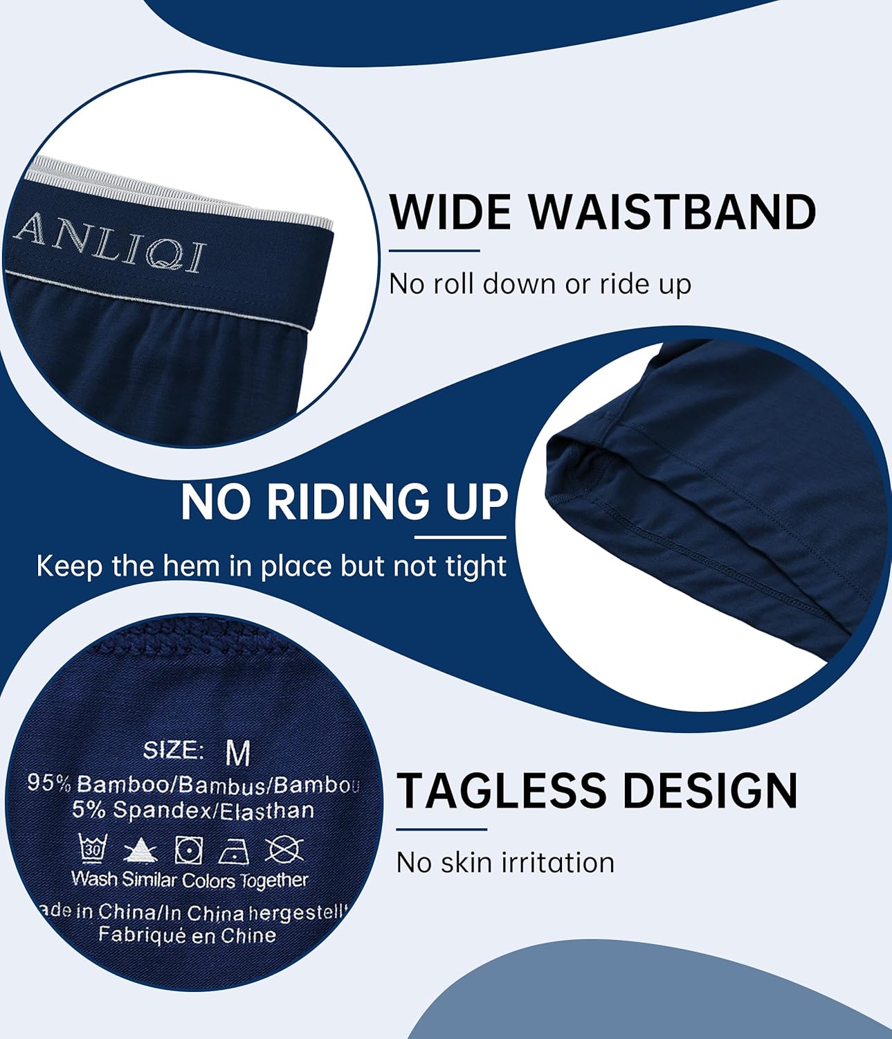 ANLIQI Men's Underwear Boxer Briefs Pack Bamboo Viscose Underwear Moisture Wicking & Breathable Men Underware with Fly 4 Pack - Image 5