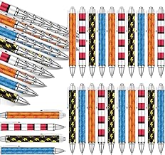 24 Pcs Cartoon Animation Party Favors Cartoon Animation Pens in 4 Styles Red Black Lightning Water Drip Flame Bolt Pattern for Birthday Office Party Supplies