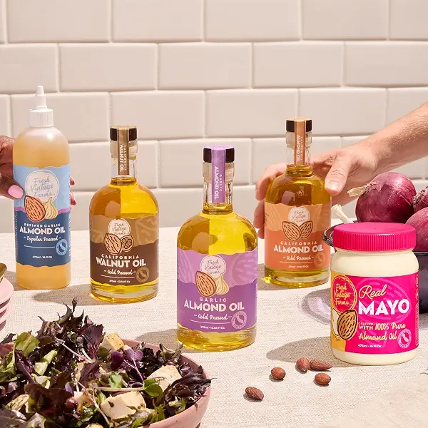 Fresh Vintage Farms 100% Cold Pressed Almond Oil - 12.68 Fl Oz, Pack of 1 | 100% Pure California Almond Oil, Non-GMO, Gluten-Free, Keto & Vegan Friendly, Perfect for Baking, Grilling & Dressings 7