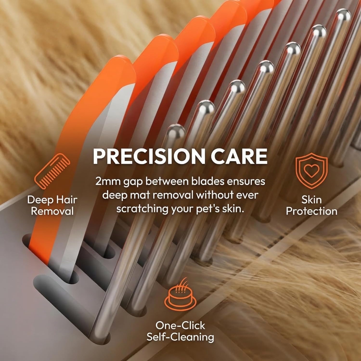 2-in-1 Pet Grooming Comb | Detangle & Remove Tangles Effortlessly | One-Touch Switch | Excellent for Dogs & Cats(3pcs)