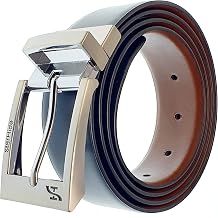 STARHIDE Mens Twist Reversible Black To Brown Leather Dress Belt 1.3" Wide With Removable Buckle Gift Box SB09