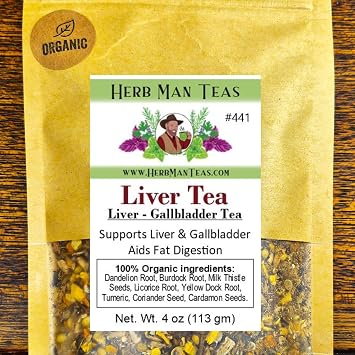 Liver Tea Thin Bile & Activate Liver Function Gallbladder Support & Natural Fat Digestion Organic Loose Leaf by Master Herbalist Khabir | Dandelion Root, Milk Thistle Seed & Turmeric Root