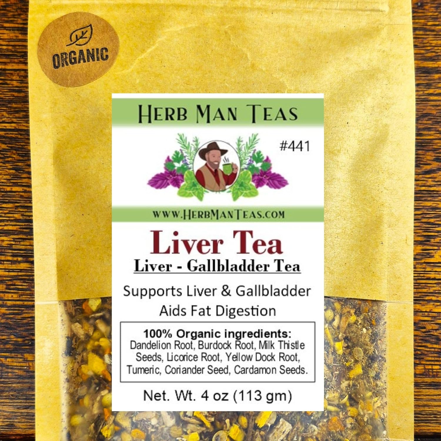 LIVER TEA – Thin Bile & Activate Liver Function – Gallbladder Support & Natural Fat Digestion – Organic Loose Leaf – by Master Herbalist Khabir | Dandelion Root, Milk Thistle Seed & Turmeric Root