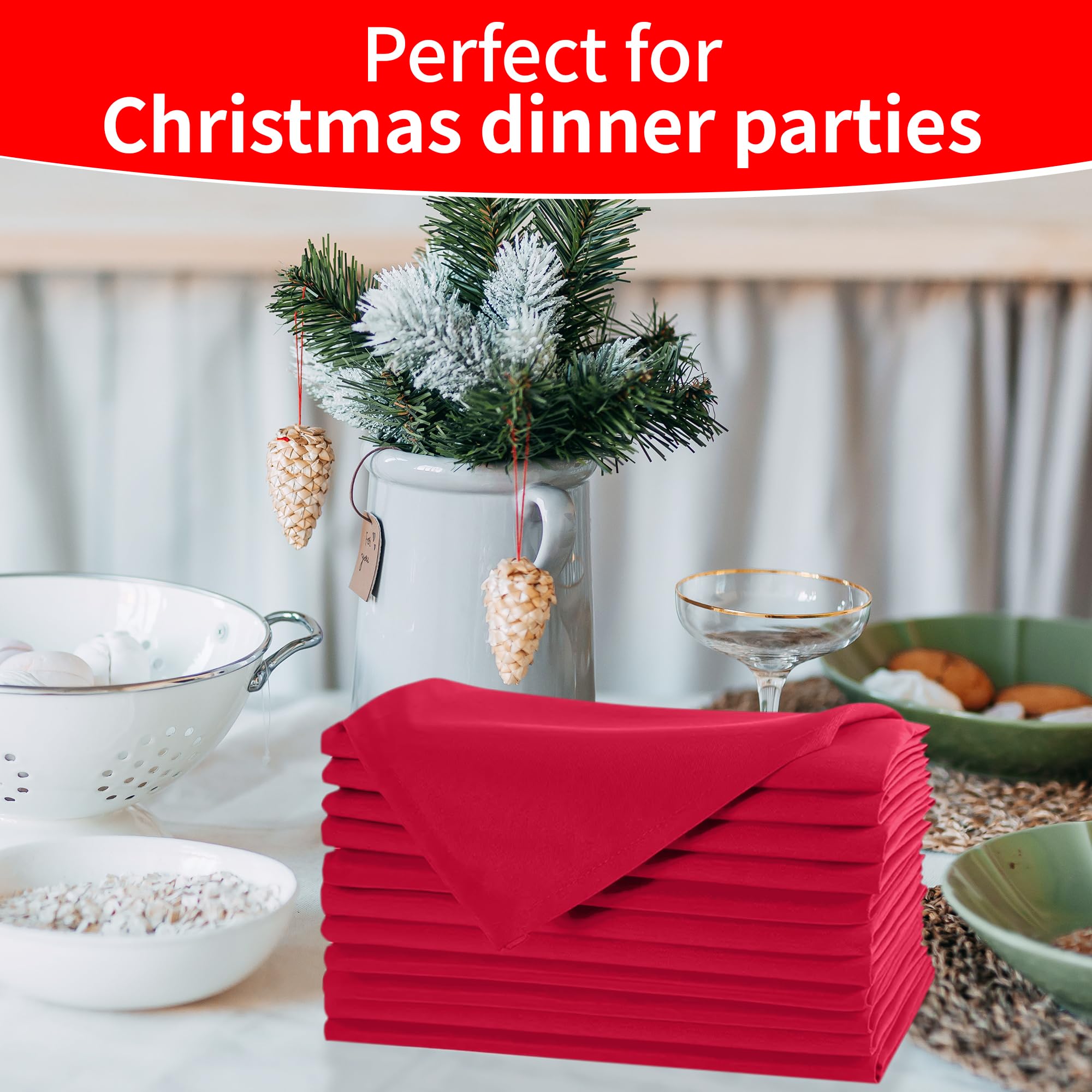 WedDecor Polyester Table Serviette - Rouge, 20 inch