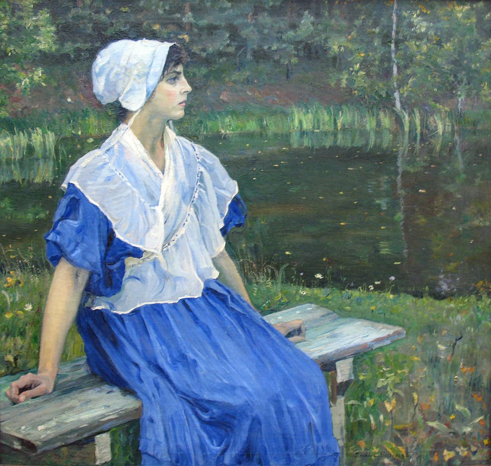 SERENDIPITP Vintage Picture Print on Canvas Wall Art Poster Girl by the Pond Portrait by Mikhail Vasilievich Nesterov Artwork Print Poster for Wall Decor 60x90cm