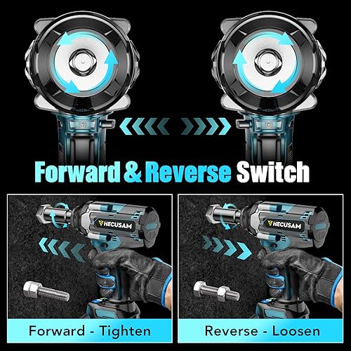 Miniatura 5 de Llave de impacto inalámbrica de 12 pulgada, pistola de impacto sin escobillas de 1000 N.m (740 pies), baterías de 2 x 4.0 Ah, máximo 2700 RPM con