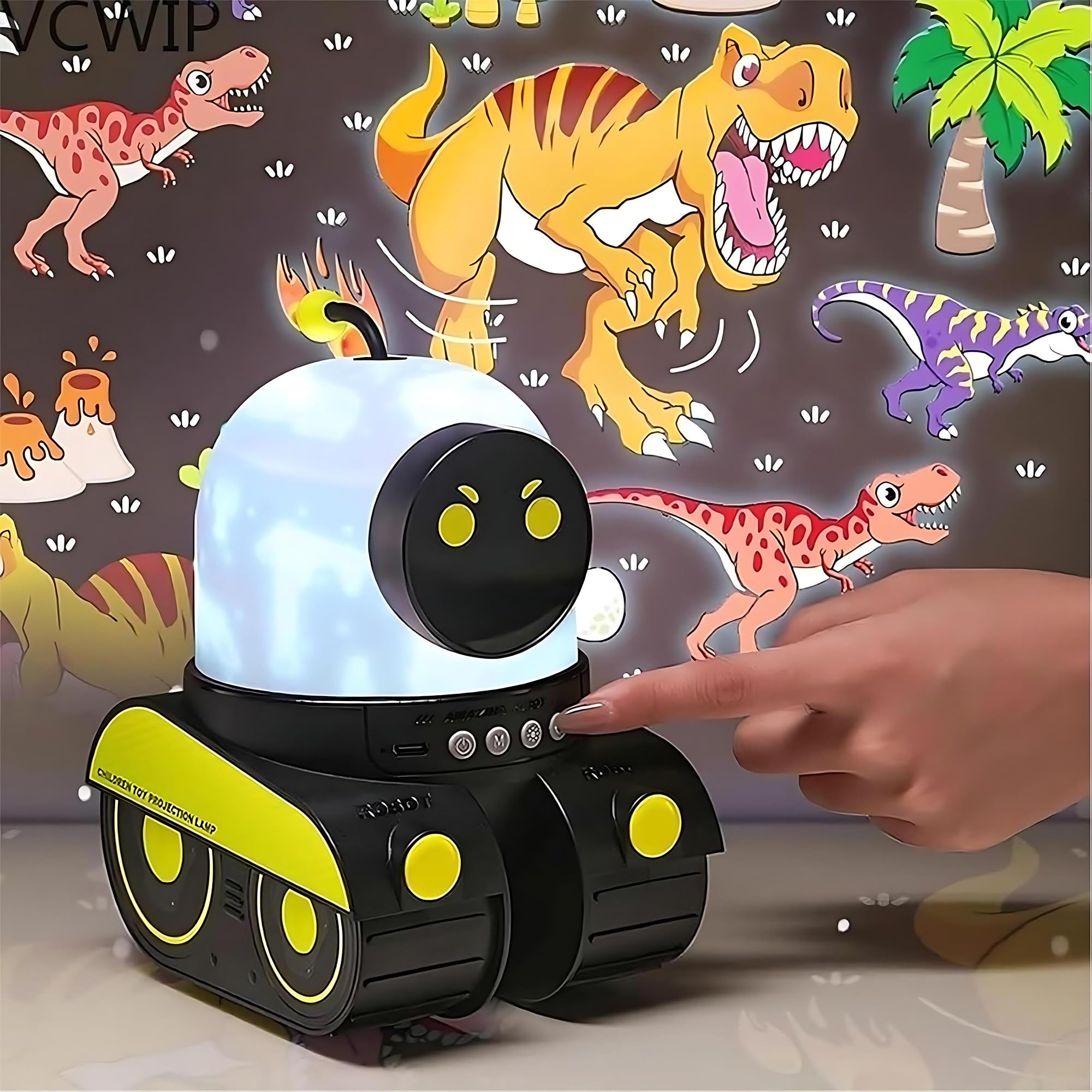 Lámpara de proyector de dibujos animados, luz nocturna recargable de robot con música, proyector LED de cielo estrellado para decoración de habitación de niños, decoración divertida de vacaciones