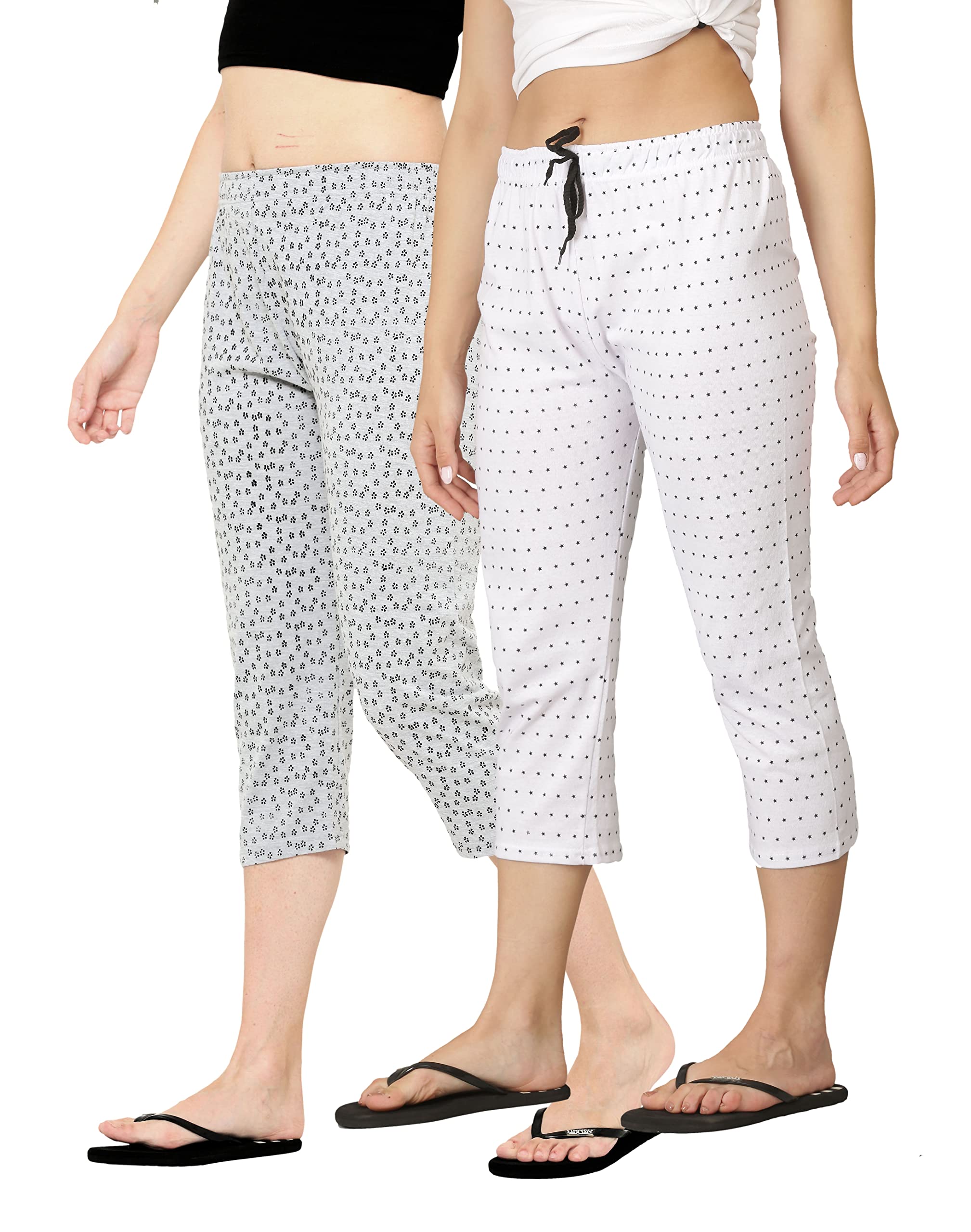 ddaspration Women Cotton Printed Capri with Elastic Waistband Combo-picture-34