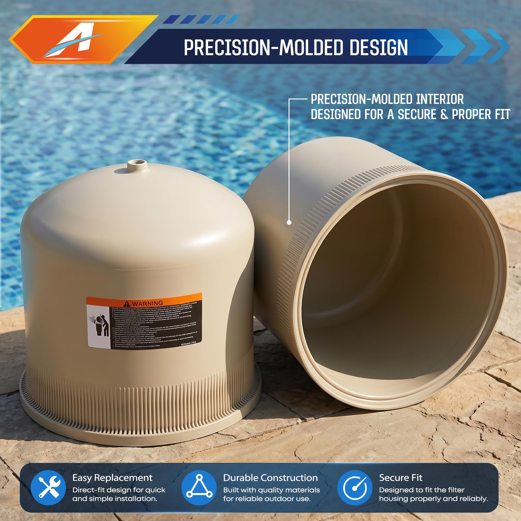 178581 Couvercle de filtre de piscine, couvercle de réservoir de filtre à amande de 53,3 cm, compatible avec les filtres Pentair Clean & Clear Plus 420 CCP420 160301 et Quad D.E. 80 pour
