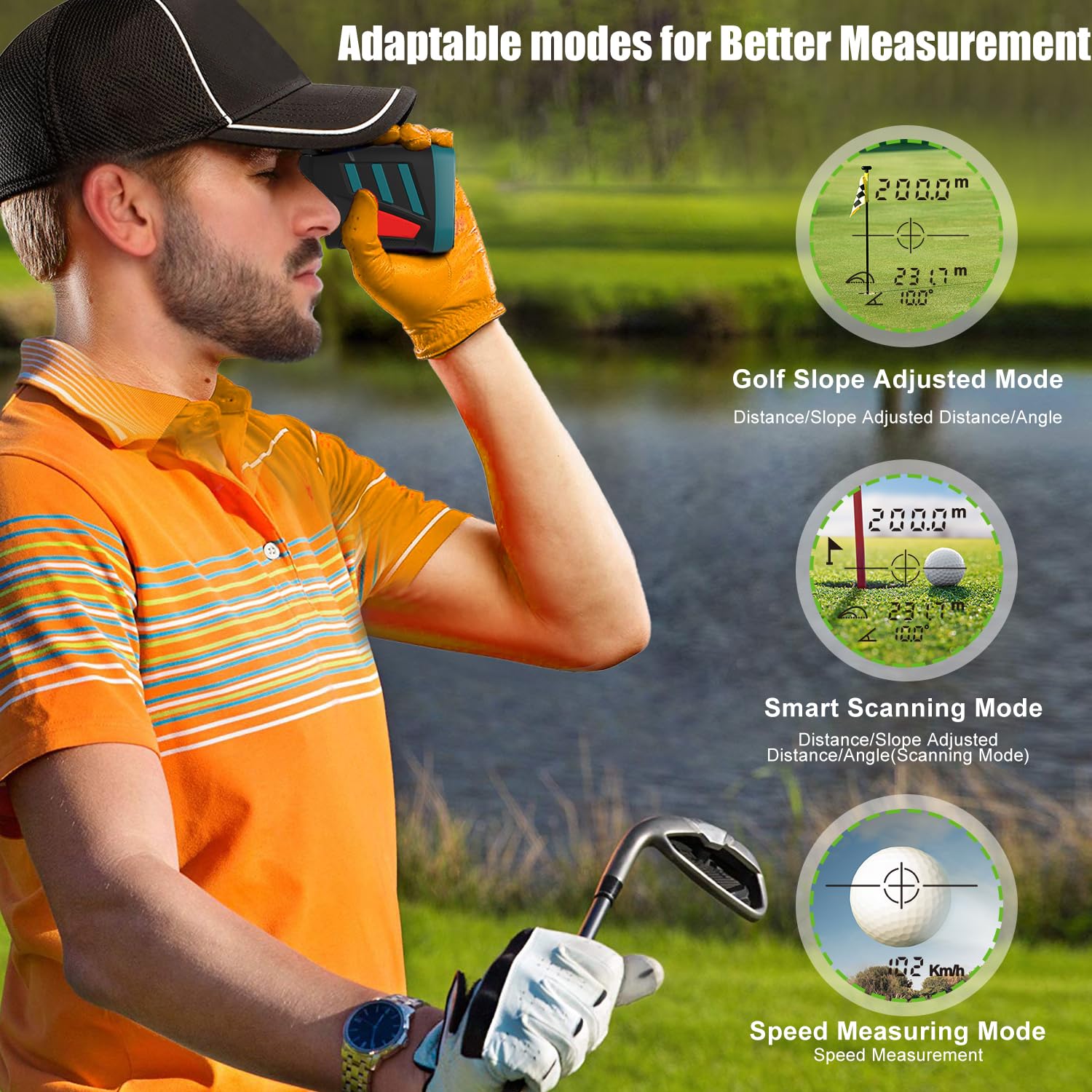 Telemetro Laser Golf, DT600 Telescopio Monoculare Ingrandimento 6x22mm, fino a 656yd / 600m, Misura la Velocità/Distanza/Angolo, Spegnimento Automatico, adatto a Golf Caccia Escursioni ecc.