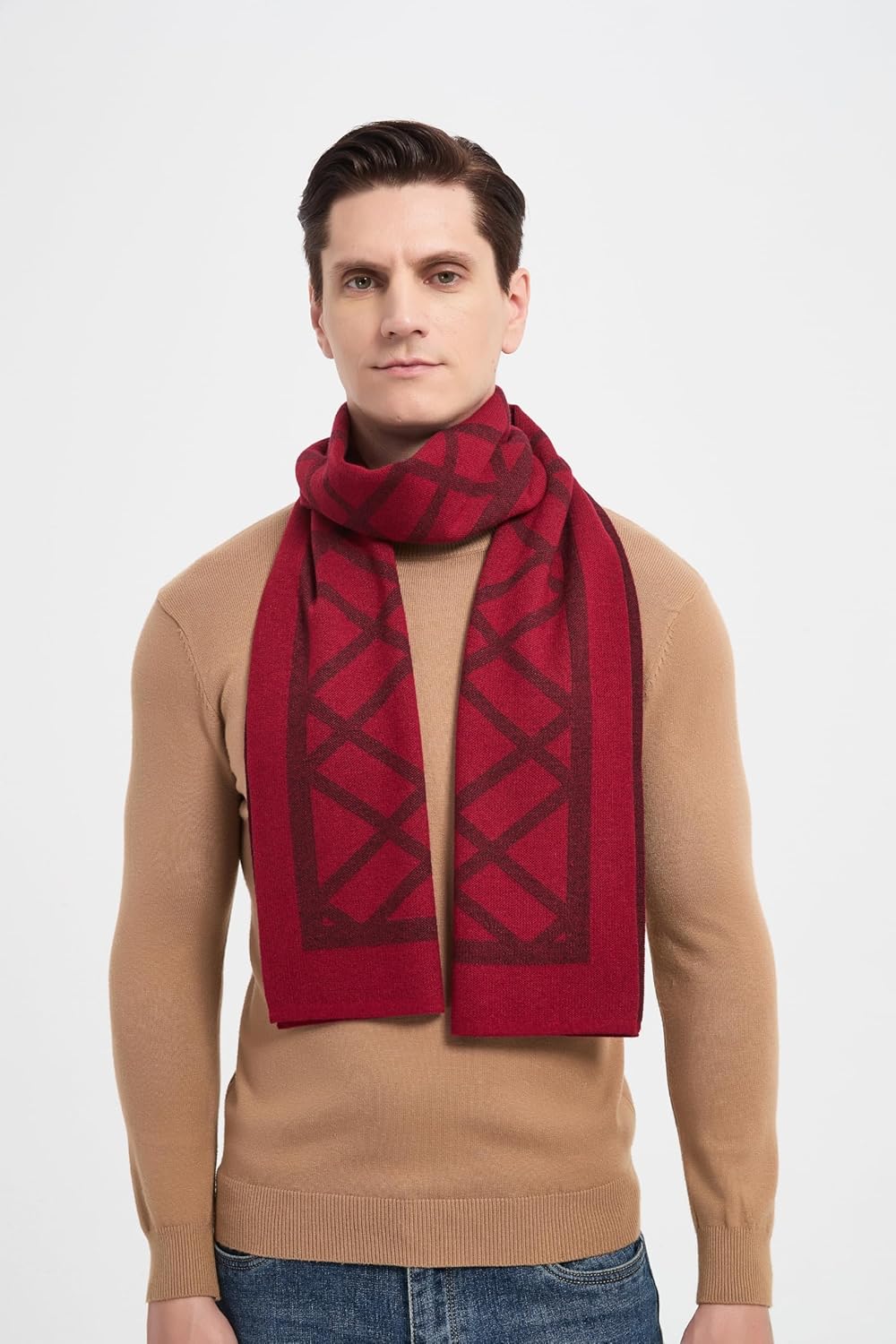 Mens Classic Cashmere Scarves Men's Winter Long Soft Plaid Winter Warm Thick Neckwear Knitted Scarf for Men - Image 7