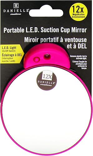 Miniatura 2 de Danielle Creations - Espejo de maquillaje de viaje de 3.5 pulgadas, aumento de 12x, negro/rosa