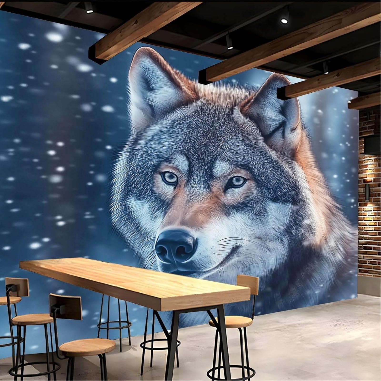 hgjdjhnf Photo Wallpaper of a Grey Wolf, Non-Woven Wallpaper for Living Room or Bedroom, UV-Resistant wall Decoration, 350cm x 256cm, Stickers - Frameless Painting - Poster