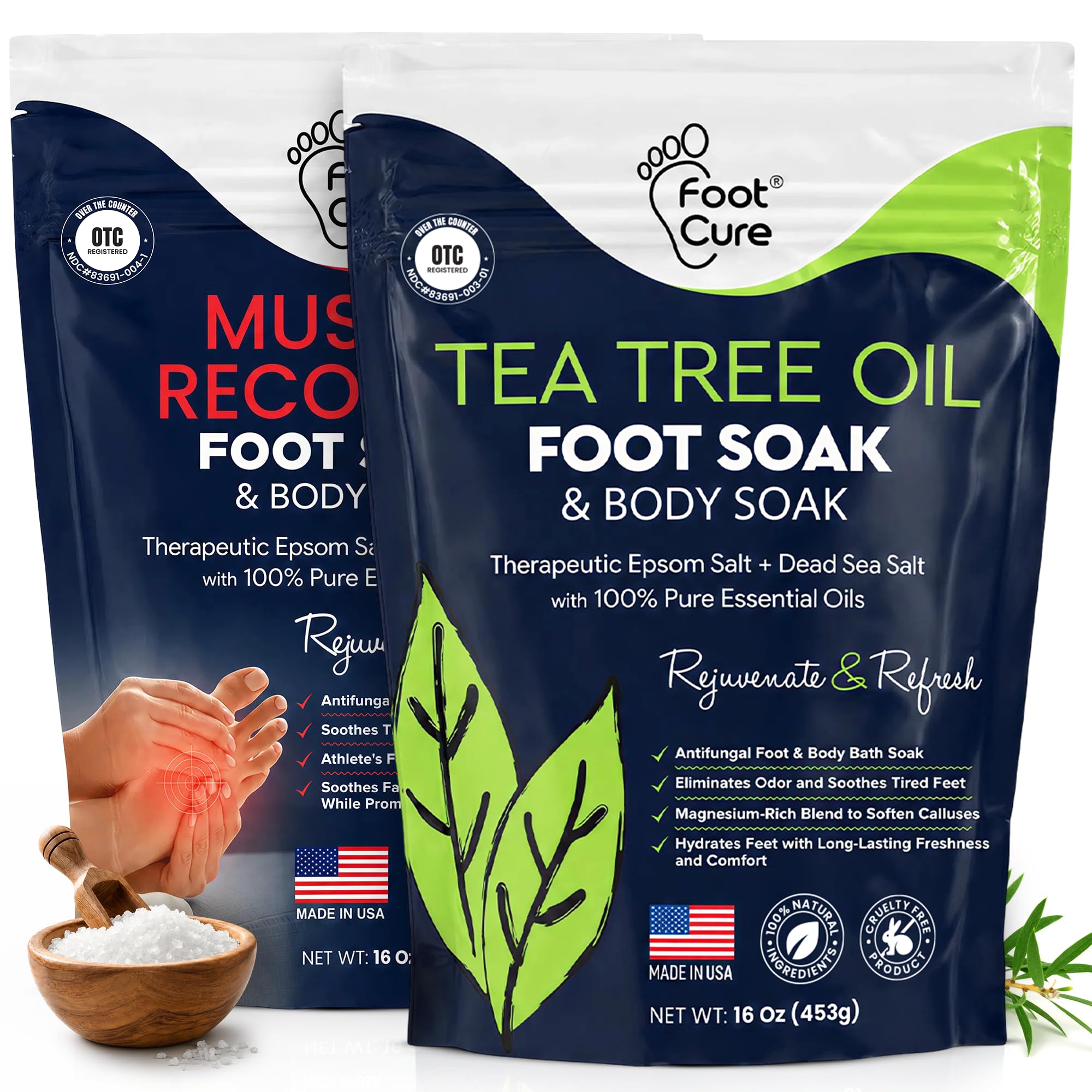 Tea Tree &amp; Muscle Recovery Epsom Salt Foot Soak Combo Promotes Relaxation