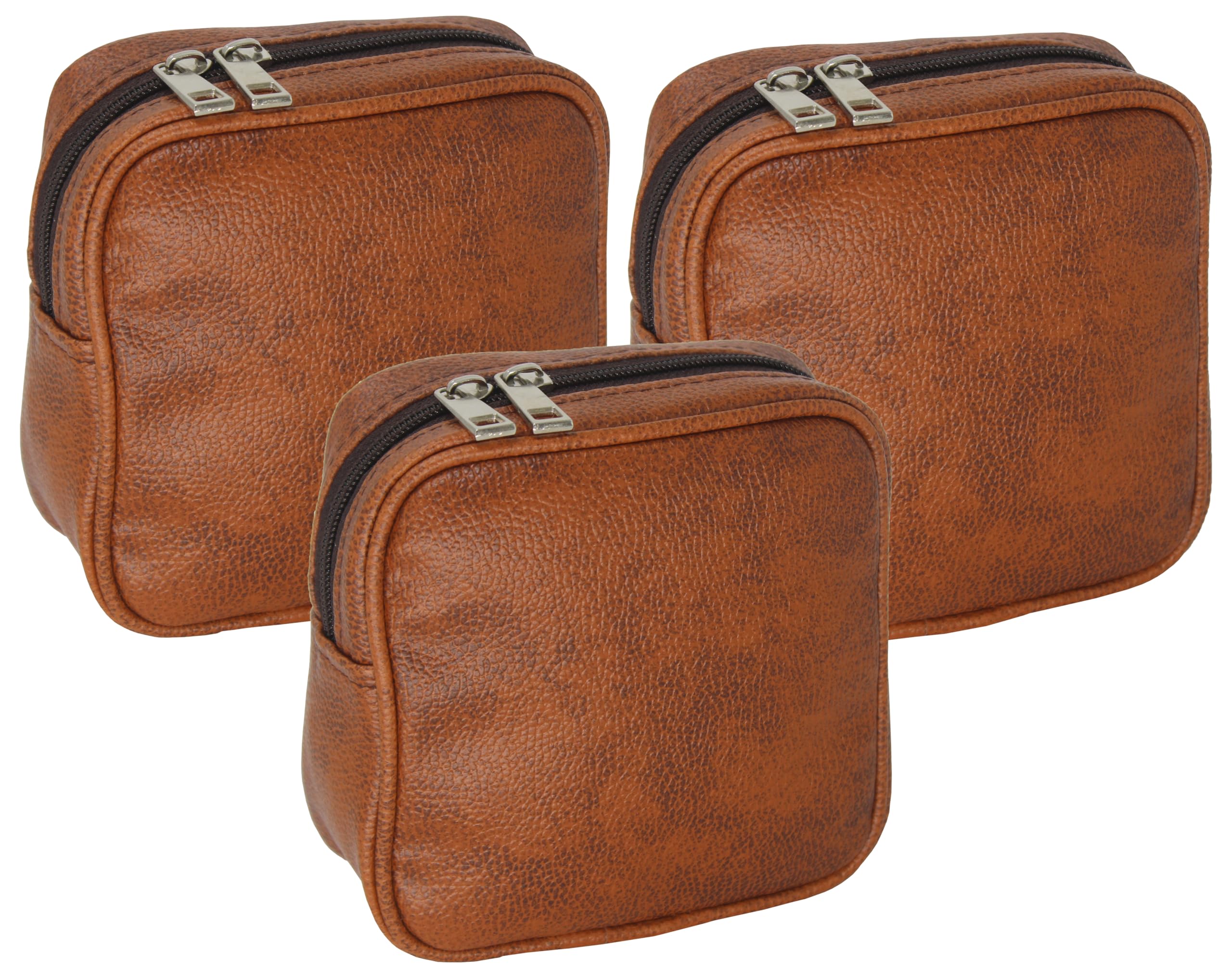 atorakushon Multipurpose Makeup Pouch | Air Pod Case | Airpod Pouches | Small Jewellery Pouch for Women | Earphone Pouch for Girls | Coin Pouch Purse Holder, Set of 3 Tan