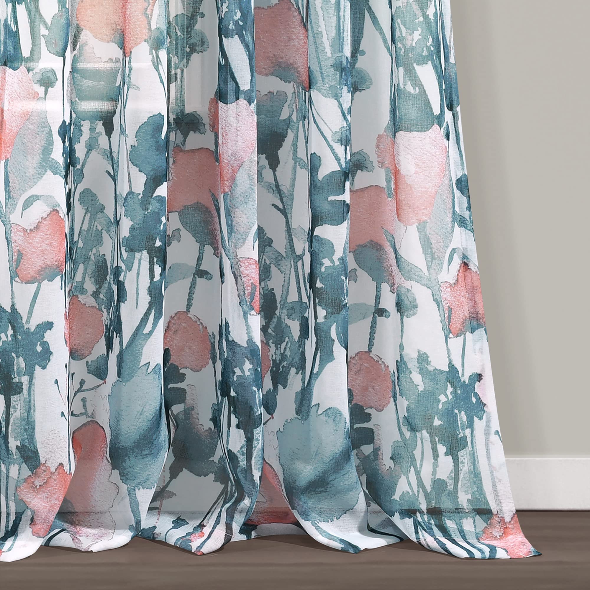 Amazon｜Lush Decor Zuri Flora シアーウィンドウカーテンパネル ペア