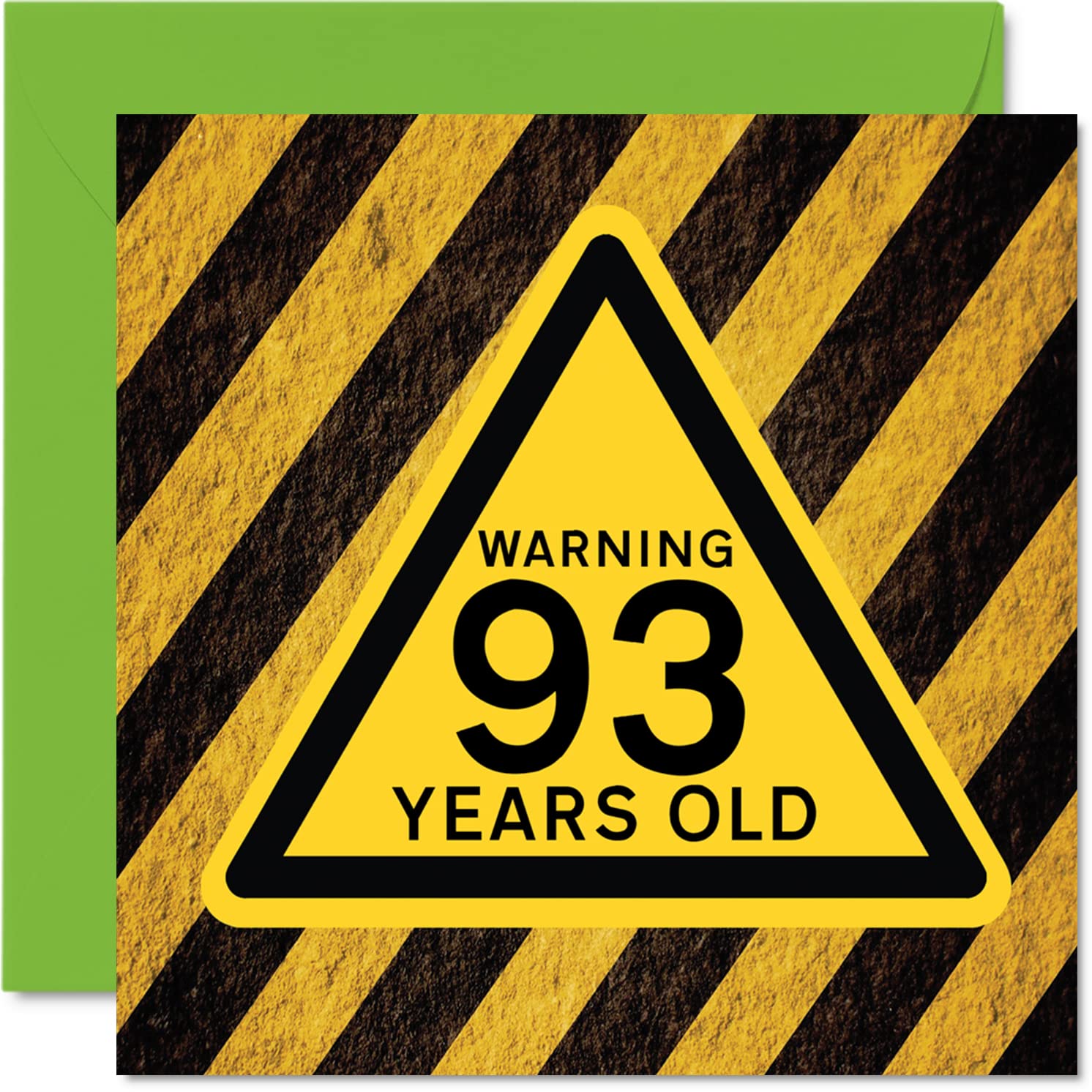 Fun 93rd Birthday Cards for Men Women - Warning - Happy Birthday Card for Great Grandad Grandpa Nanny Grandma Nan Gran Granny Dad Mum, 145mm Funny Humour Joke Greeting Cards