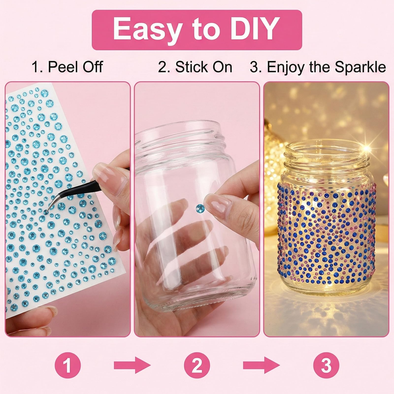 10 PCS Strass Autocollants Cristal, Strass Autocollant Diamant Cristal pour Strass Visage Maquillage Décoration Ongles Strass Bijoux pour DIY Artisanat Nail Body Maquillage Décoration Scrapbooking