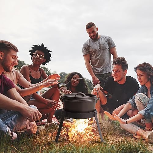 Miniatura 6 de Juego de cocina para exteriores, kit de fogata, equipo de cocina de campamento con trípode de fogata para horno holandés, olla de hierro fundido,