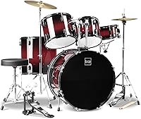 Best Choice Products 5-Piece Full Size Adult Drum Set Kit - Complete w/ Stool, Pedal, Sticks, Cymbal Stands - Dark Cherry Sunburst