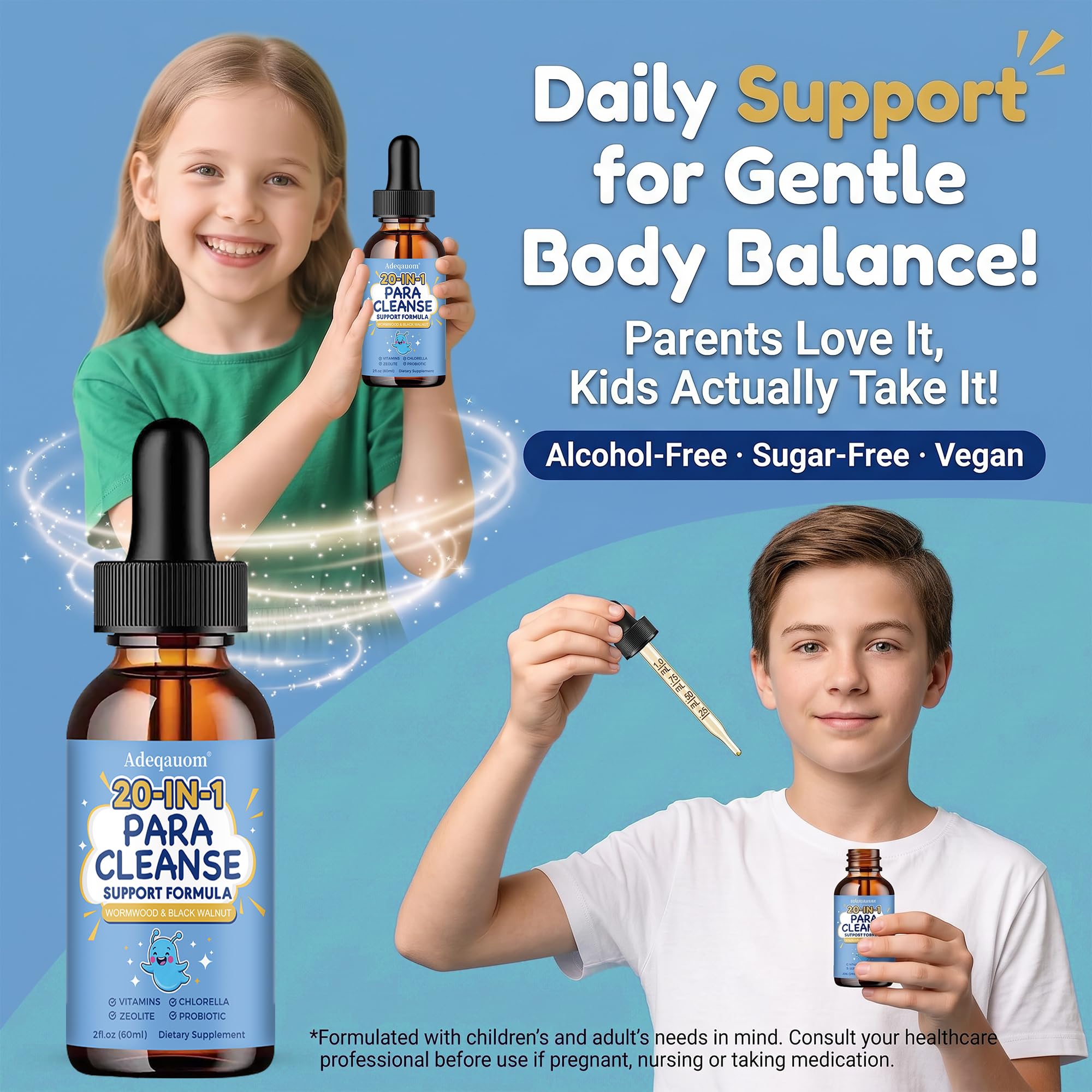 Parasite Cleanse for Humans & Kids w/Wormwood Black Walnut Clove, 20 in 1 Zeolite, Chlorella, 20 Billion Probiotics, Liquid Detox Support, Gut & Digestive Health Cleanse Drops, Alcohol-Free – 2 Fl. Oz — Amazon image 5