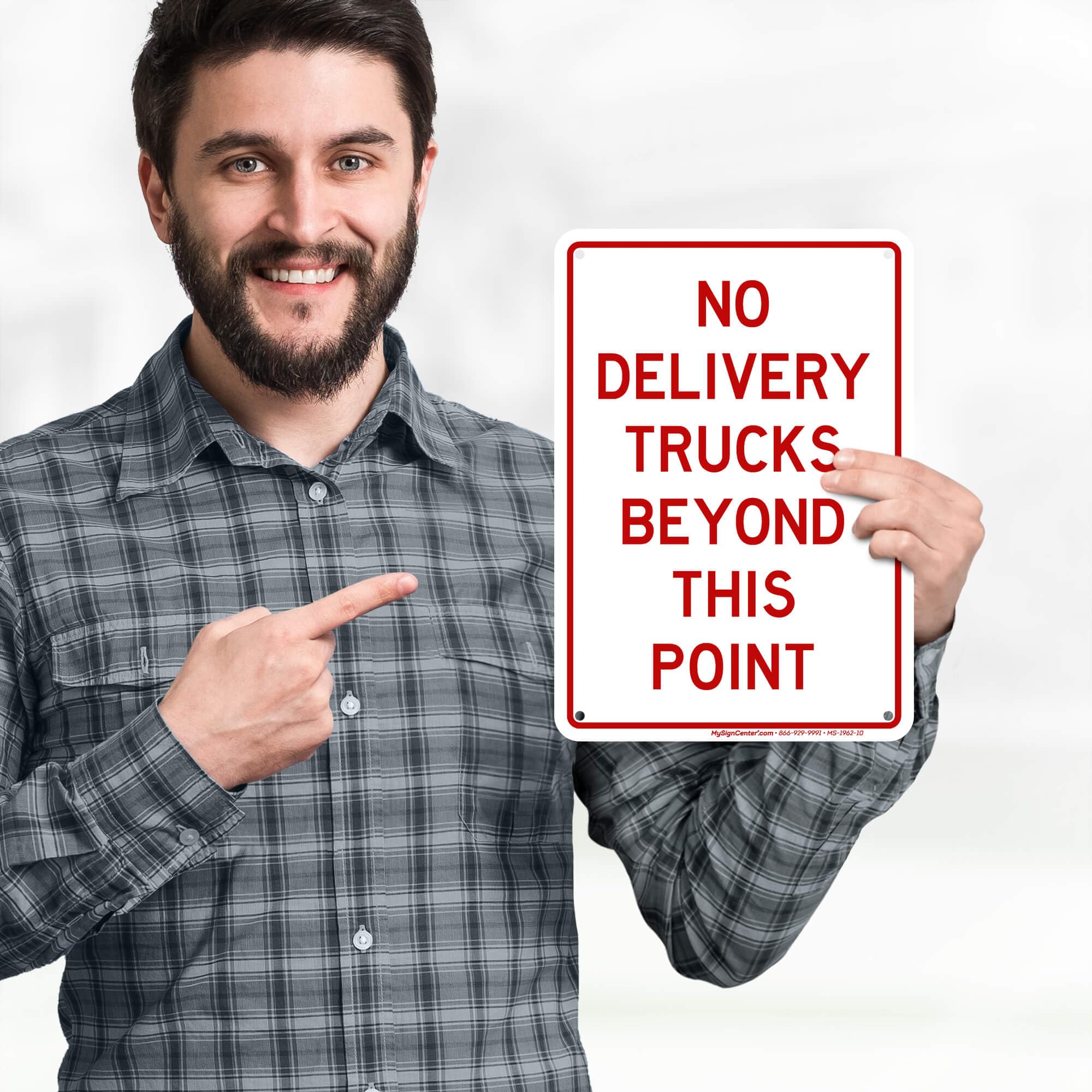 No Delivery Trucks Beyond This Point Sign, 7x10 Inches, Rust Free .040 Aluminum, Fade Resistant, Made in USA by My Sign Center