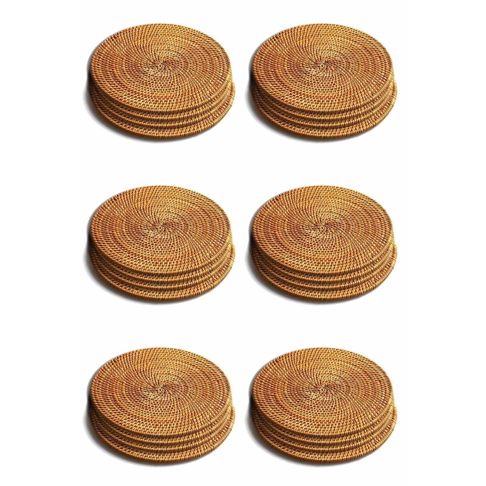 Hndhbfgrt 24 Pcs Rattan Trivets for Hot Dishes-Insulated Hot Pads, Pot Holder for Table,Heat Mats for Kitchen