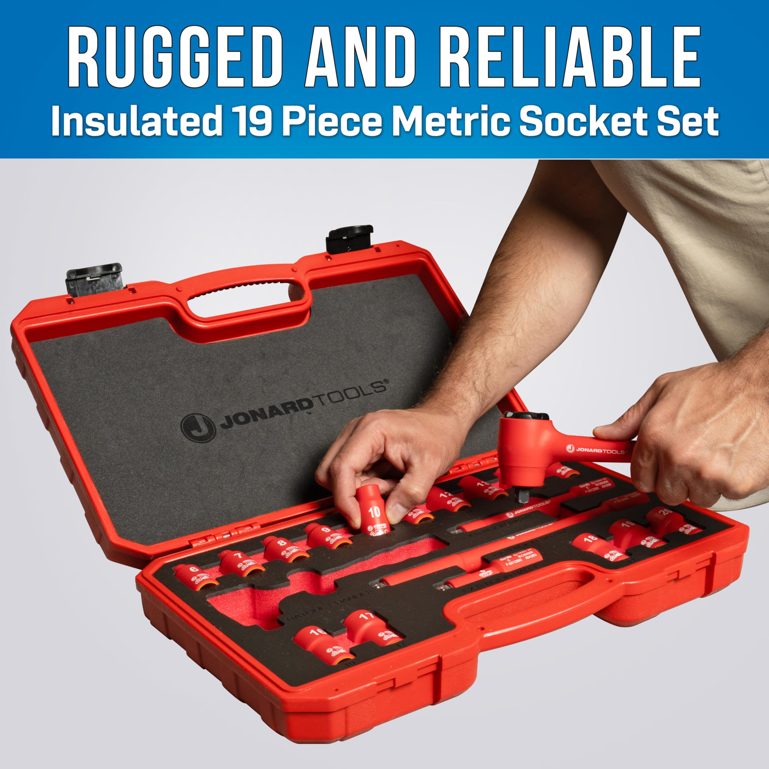 【極】SAURUS PLUG’N’’62BC＆Abu5000C スペシャルセット Jonard Tools INSS-19M 1000VAC Insulated 19 Piece Metric Socket Set