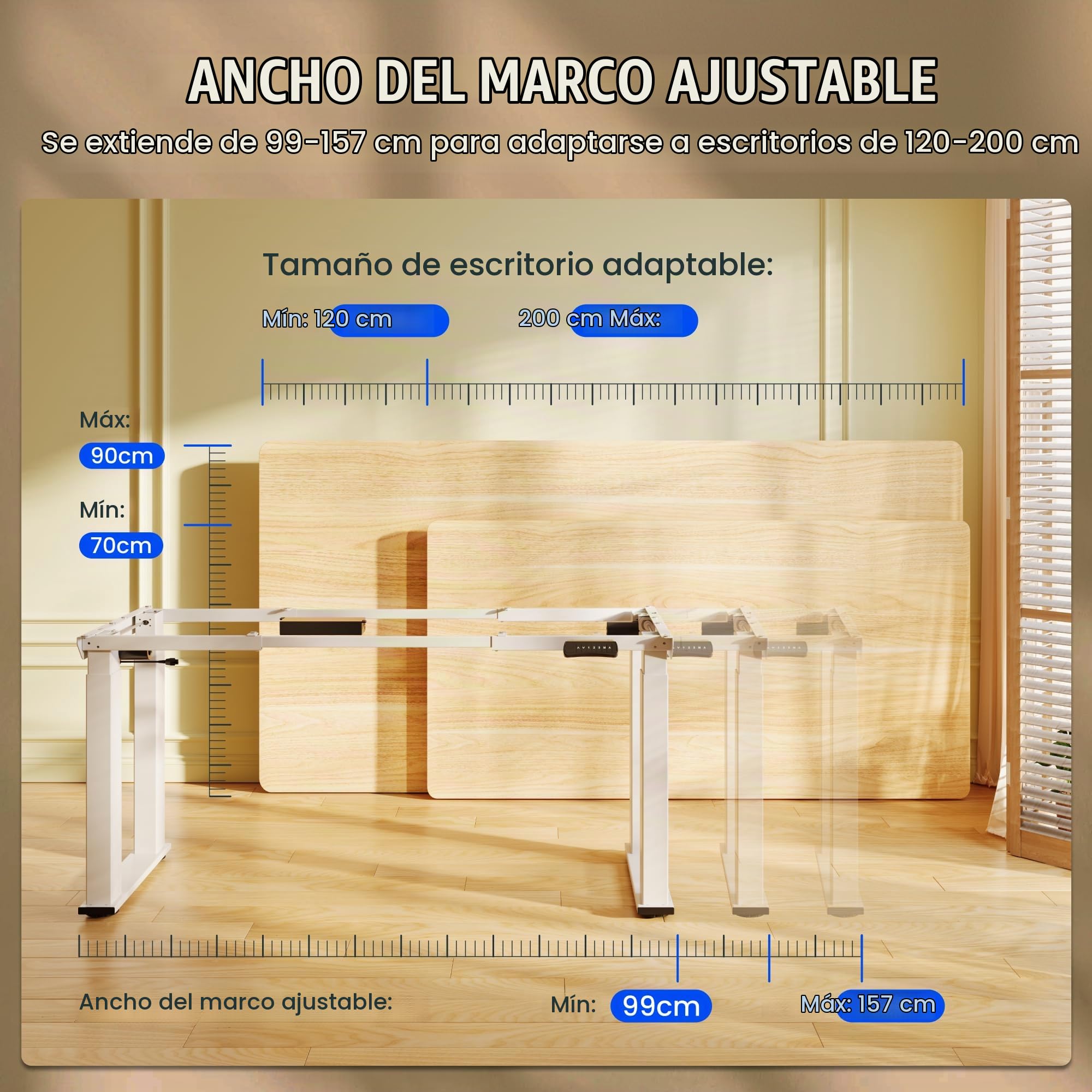 FLEXISPOT Escritorio Elevable Eléctrico Marco de Mesa Estructura Escritorio Elevable con 4 Patas, Marco de Acero de Mesa de Comedor y con 2 Motores, con Memoria de 4 Botones- Carga de 150KG,Blanco