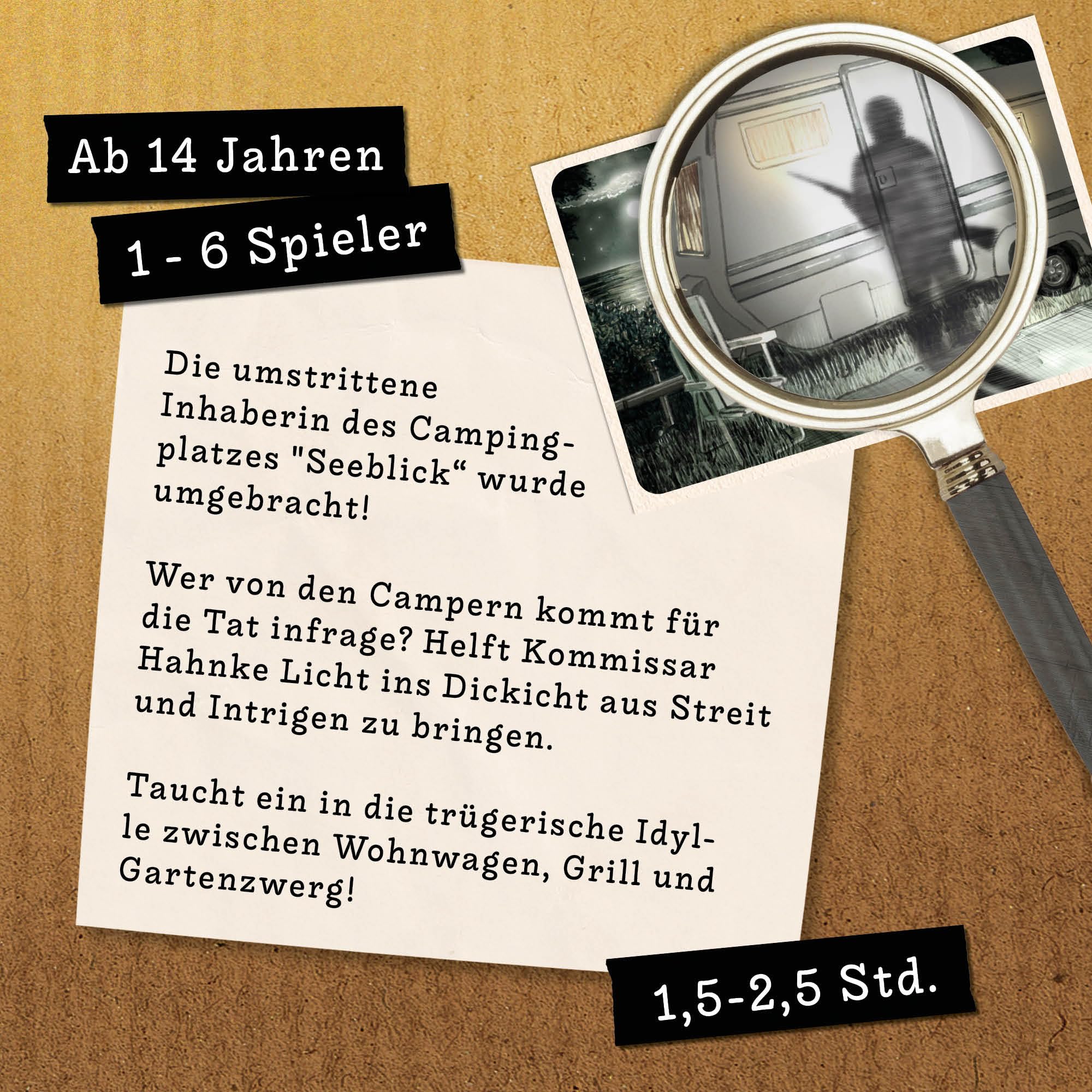 Hidden Games Tatort – Campingkiller – Kriminalfall lösen – spannendes Detektivspiel – Fallakte Spiel – Krimispiel – Escape Room Spiel – Tatortspiel – Mordfall lösen