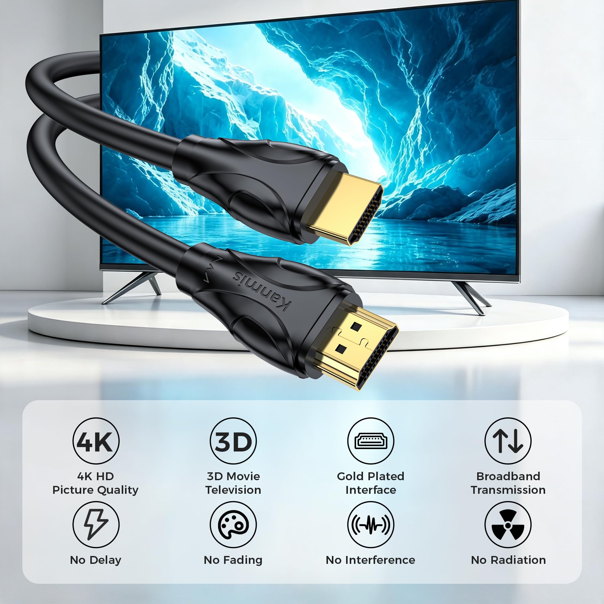 Cable HDMI 4K de 75 pies, cables HDMI de alta velocidad (HDMI2.0, 18 Gbps, 1080P), cable HDMI Ethernet de retorno de audio 4K, conectores chapados en oro de ultra alta velocidad, compatible con
