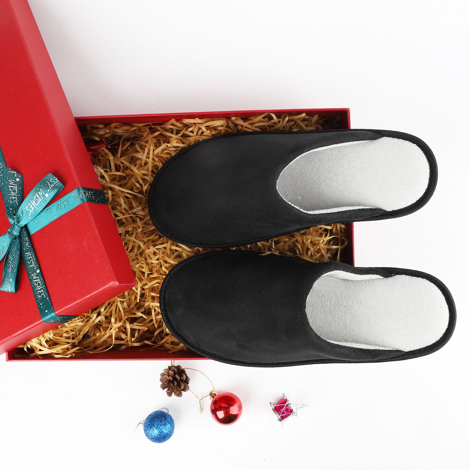 riemot Women's Men's Furry Warm Slippers, Memory Foam Slippers Comfortable Closed Toe House Slippers Shoes Anti Slip Sandals Lightweight Winter Indoor Slippers — view 3