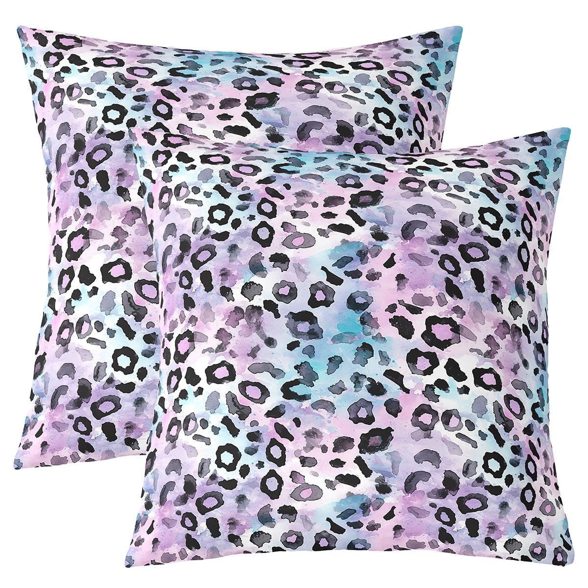 Homemissing Gradient Purple Leopard Cushion Covers Set of 2 45x45cm For Kids Boys Girls Teens Cheetah Throw Pillow Covers Animal Print Pillow Case For Sofa Bed Chair โ image 1